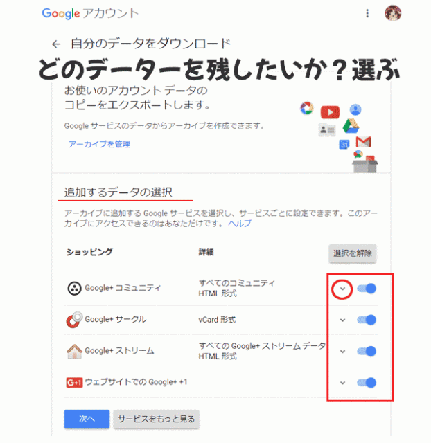 Google+データーダウンロード